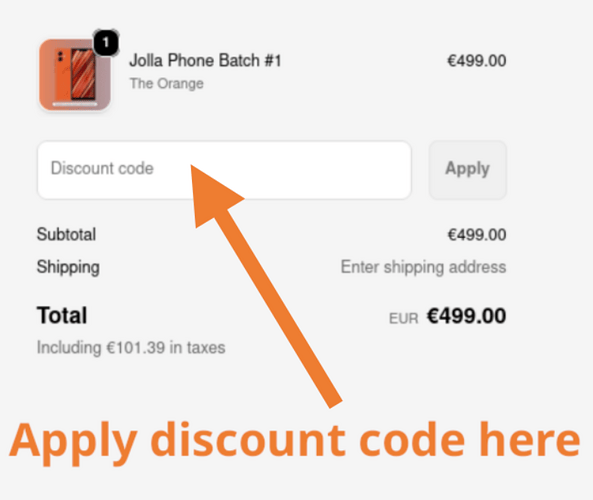 Apply discount code