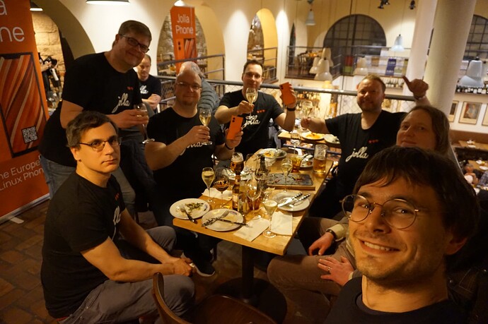 Group (camera) selfie. Let's turn on the flash next time