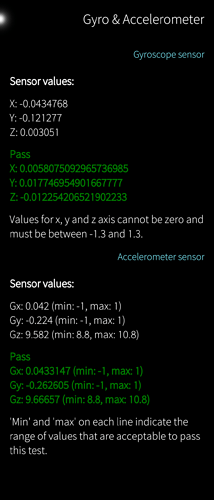 CSD Gyro & Accelerometer test successful. Accelerometer pass values: Gx close to 0, Gy close to 0, Gz close to 10
